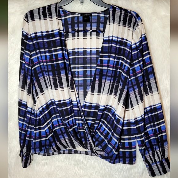 Ann Taylor Longsleeve Faux Wrap Blouse - Picture 1 of 7